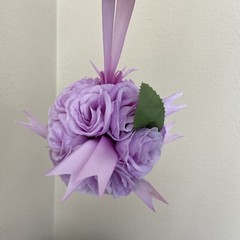 Set Of 6 Light Purple Artificial Flower Ball Hanging Decoration