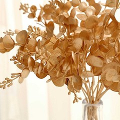 4 GOLD Metallic Artificial Eucalyptus Leaves Bushes Party Events Decorations