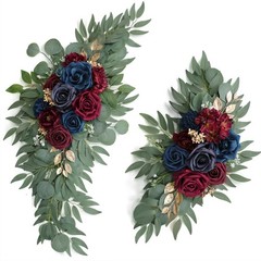 Udoula Artificial Navy Blue Wedding Arch Flower & Burgundy & Gold