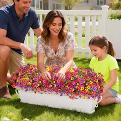 14 Bundle UV Resistant Artificial Outdoor Flowers Realistic Faux Planter Porch