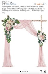 Odouzy Wedding Arch Flowers Kit – Artificial Floral Arrangement, Light Pink, NEW