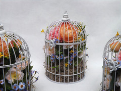 Wedding Decor Birdcages w/ Silk Flowers – Set Of 5