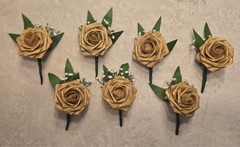 Bridal Party Set: Bride/Bridesmaid Bouquets, Boutonniers, and flower girl basket
