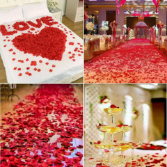 2 In. Dark Red Silk Rose Artificial Foliage Petals for Romantic Night, Wedding,