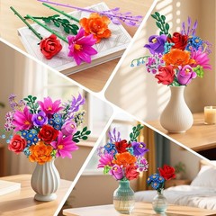 Elegant Flowers Bouquet Building Set with LED Light – 1054PCS for Creative Decor