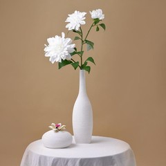 2 White 3″ tall Silk DAHLIA FLOWERS STEMS Wedding Party Flowers Bouquets SALE