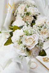 6.5″ Ivory Bridesmaid Bouquet Set of 6 – Elegant Artificial Flowers