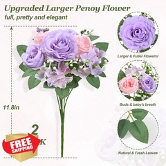 Yastouay Pink Purple Peonies 2 Bouquets