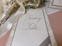Vtg Wedding Handmade Brooch Bouquet Flowers~Rhinestones~+Table Tents Bridal Lot
