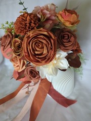Terracotta Bridal Bouquet Artificial Silk Foam Flowers