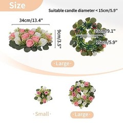 Artificial Flowers Candle Rings – 6 Pcs 14 inch Diam Dia 14″-6pcs Pink & White