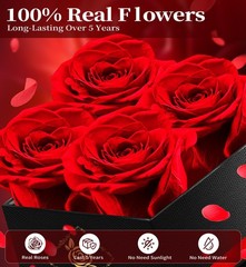 Gifts for Mom Birthday Women Preserved Rose Forever 4 Roses, Red