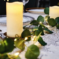 32 feet Green Eucalyptus Leaves LED GARLAND Battery Operated Fairy Lights Party