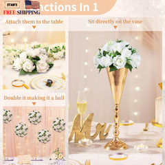 White Flower Centerpieces for Wedding Tables Artificial Flower Ball | 10 Pcs …