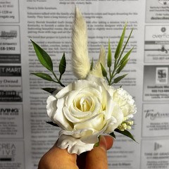 Lot Of 6 White Rose Boutonnieres For Men/Grooms Wedding