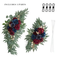Udoula Artificial Navy Blue Wedding Arch Flower & Burgundy & Gold
