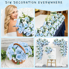 2 Packs Peonies Artificial Flowers, Blue Artificial Peonies, Silk Peonies Flower