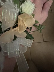 Wrist Corsage with Salmon and Peach, Pink Hues w/a Bow.Prom, Formal,Mothers Day.