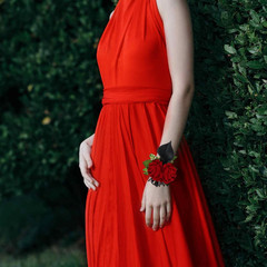 Red Rose Corsage and Black Calla Lily Boutonniere Set for Weddings and Prom