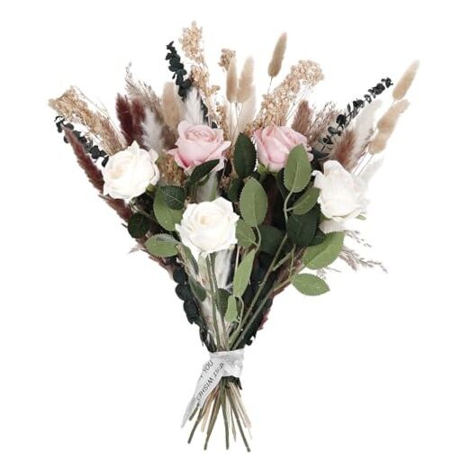 40 PCS Boho Dried Flowers Bouquet with Pampas Grass Eucalyptus Baby Breath