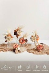 Ling’s Moment Rust Brown Wedding Flowers Mini Bridesmaid Bouquets Set of 6