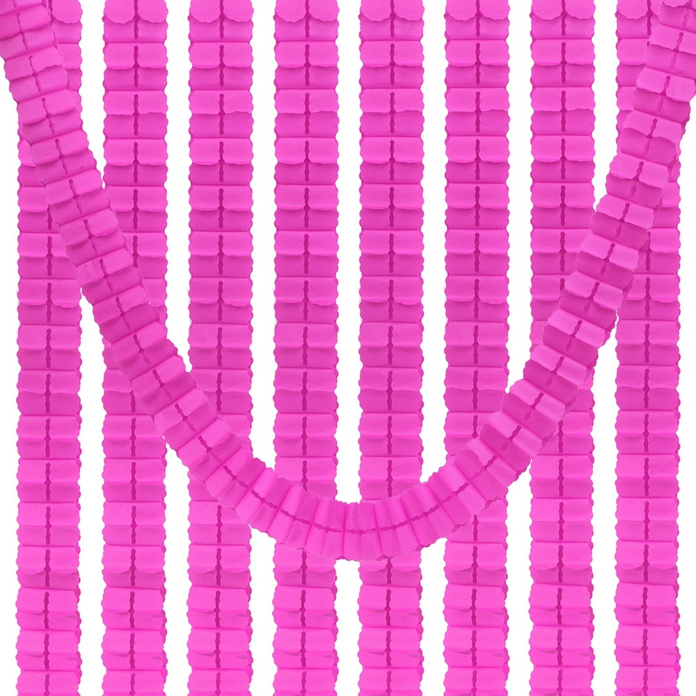 9.8ft Four-Leaf Garland, 9 Pack Tissue Paper Hanging Flower, Fuchsia