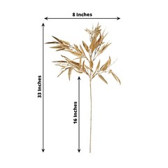 Gold 2 Metallic 33″ Artificial Bamboo Leaves Branches Faux Foliage Stems Events