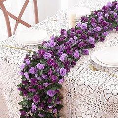 2Pcs 16.4Ft Flower Garland Artificial Rose Vines for Bedroom, 2 Pcs Purple