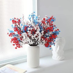 10 Pcs 4th of July Flowers Artificial Babys Breath Fake Silk Red, White, Blue