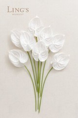 Ling’s Moment White Anthurium Flowers, 8pcs Artificial Silk Filler Plants, Fa…