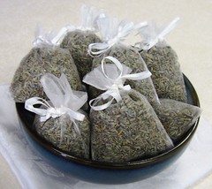 Set of 11 Lavender Sachets made with White Organza Bags
