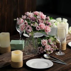 DUSTY ROSE 4 Bushes 12″ Silk Roses Artificial FLOWERS Bouquets Party Home