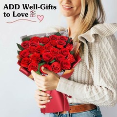 ADDWel 24 Pcs Preserved Real 24 Roses, Red Roses Bouquet – 24