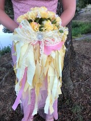 Sensational Pink and Yellow Wedding Bouqet set