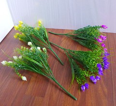 Set of 8 Artificial Plastic Small Pine cones Flowers Grass (4 Colors each two)