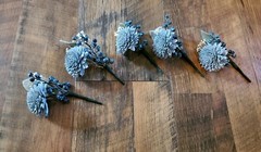 17PC Dusty Blue Navy Bridal Bouquet Bridesmaid Sola Wood Wedding Flower Set