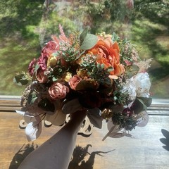 Bridal Wedding Large Bouquet Budget Friendly Faux Flowers White Pink Purple