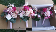 Ling’s Moment Artificial Flowers Hot Pink Bridesmaid Bouquet – Set of 4