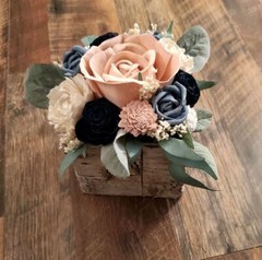 8PC Dusty Blue Pink Navy Sola Box Centerpiece Sola Wood Wedding Table Flowers