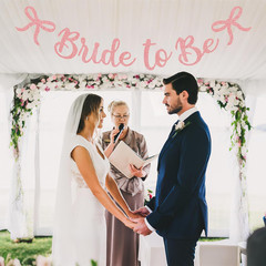 Bride to Be Banner, Rose Gold Bride to Be with Bow Glitter Bachelorette Bridal P