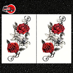 2pcs Red Waterproof Temporary Rose Flower Tattoos for Arm Leg Chest Thigh Women