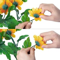 2 Pcs Artificial Sunflower Garland,Sunflower Vine with Leaves,Hanging Garland