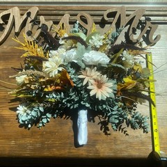 Beautiful Bridal Wedding Bouquet Budget Friendly Faux Flowers White Yellow Black