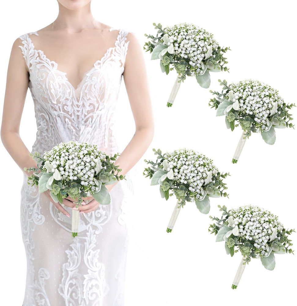 Artificial Baby’s Breath Bridesmaids Bouquets Set of 4 for Weddings