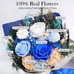 Preserved Flowers Bouquet – Forever for Delivery, Real Eternal Blue
