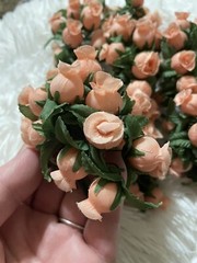 Vintage Poly Silk Rose Buds Flower Wire Stem Bouquet Wedding Crafts Hats Dolls