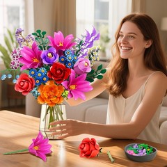 Elegant Flowers Bouquet Building Set with LED Light – 1054PCS for Creative Decor