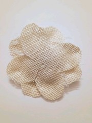 Ivory Natural 100% Burlap Fabric Rose Flowers Handmade Set of 5 Bridal 4″