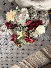 11 Center Piece Flowers, Burgundy, Gray, Champagne, Variety If Flowers W/ Stems