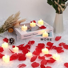 1000 pétalos de rosa artificiales con 24 velas LED, decoraciones para propuestas